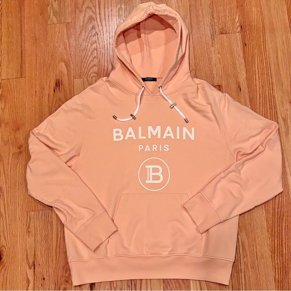 Balmain Paris Peach Logo Hoodie